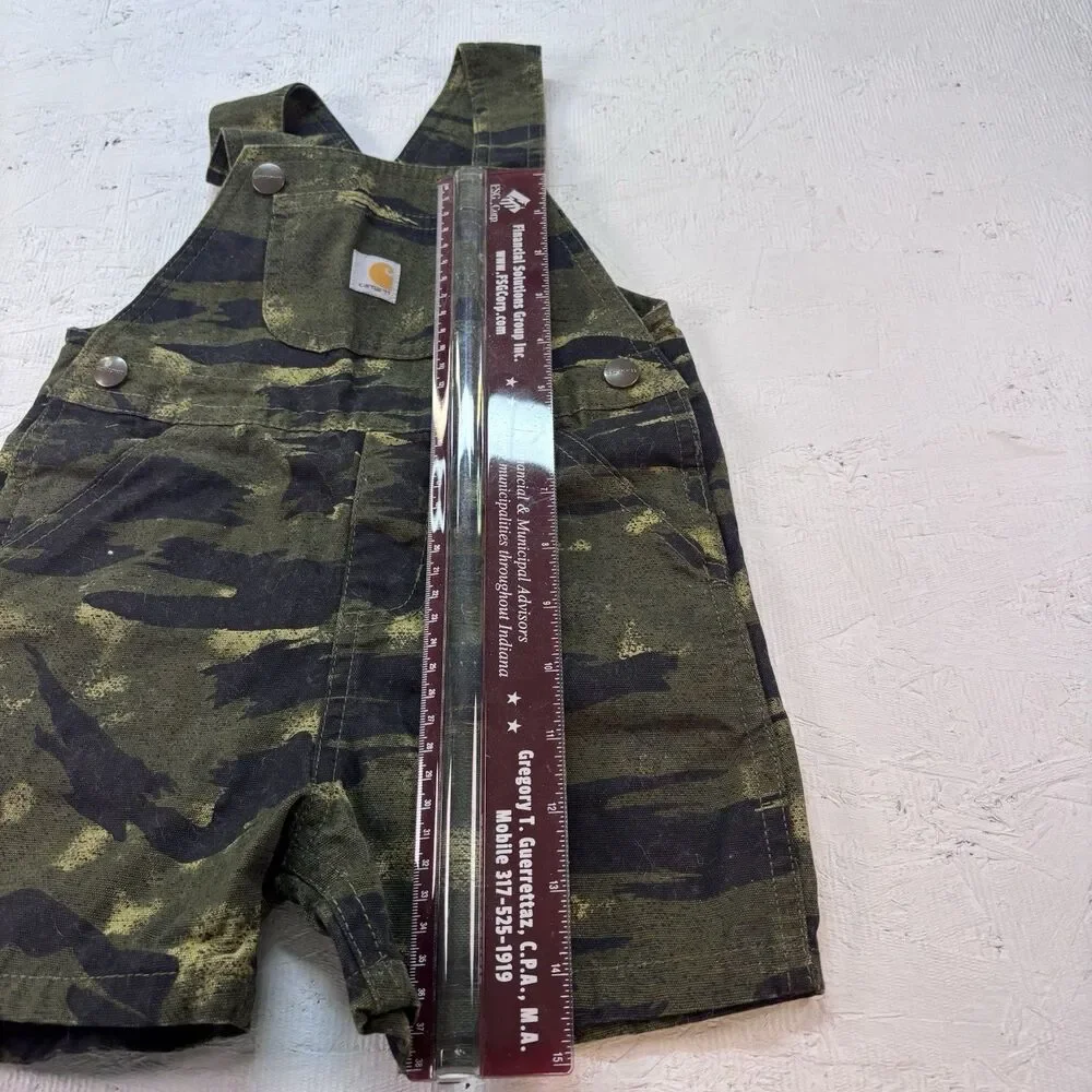 Carhartt Toddler 2T Camo Bib Shortalls Overalls Cotton Green Black Shorts Cotton